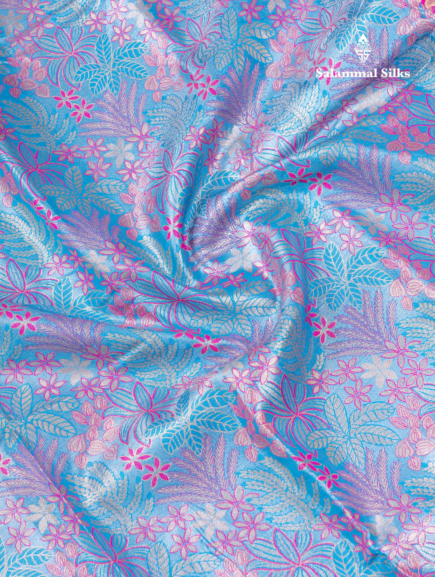Violet Bridal Tissue Semi Silk Saree With Contrast Pink Traditional Evening Morning Border