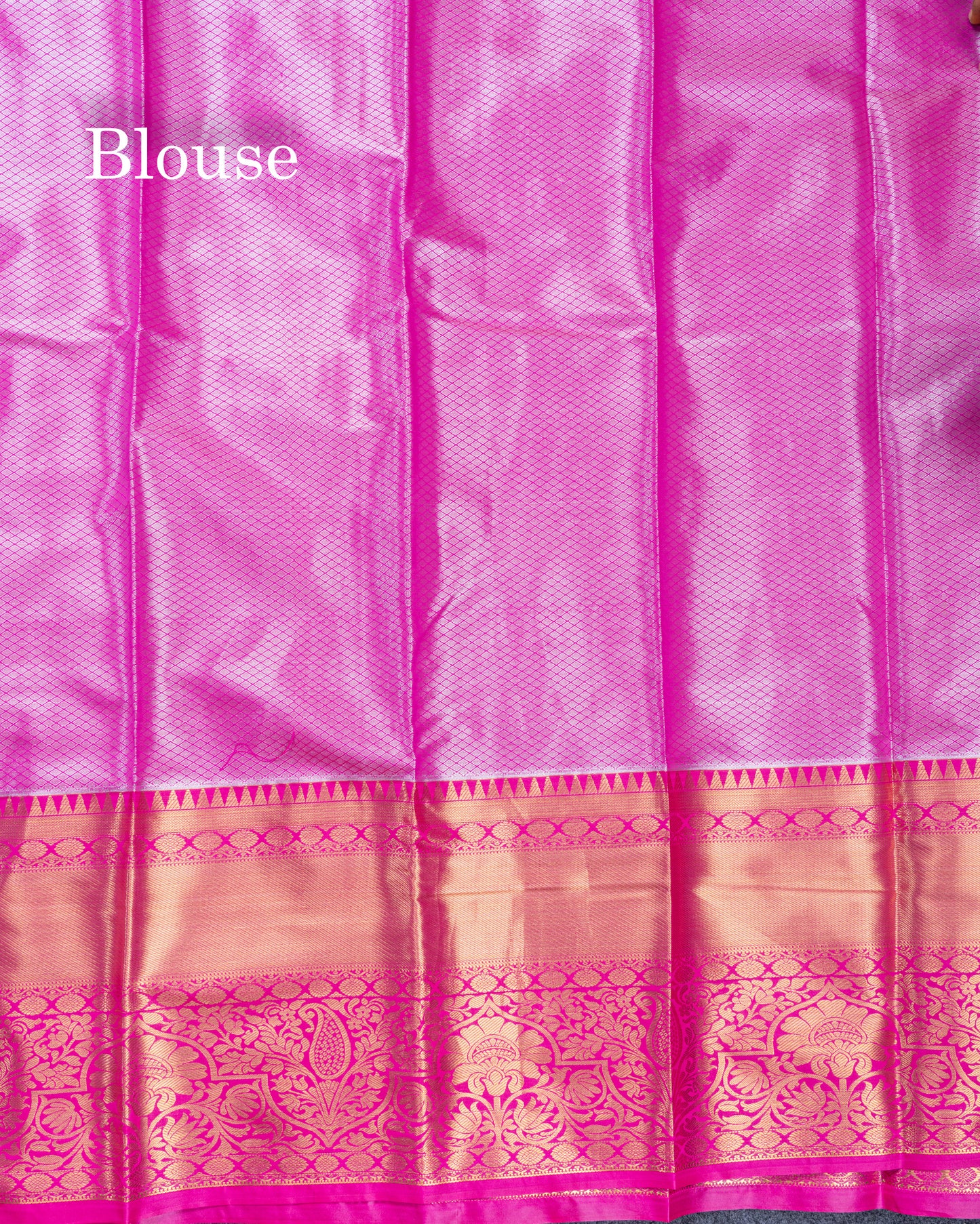 Violet Bridal Tissue Semi Silk Saree With Contrast Pink Traditional Evening Morning Border