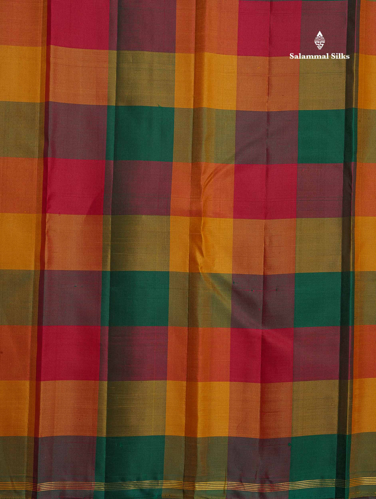 Pure Kanjivaram Silk Saree - Cream Colour Body With Zari Butta & Paalum Pazham Checks Blouse