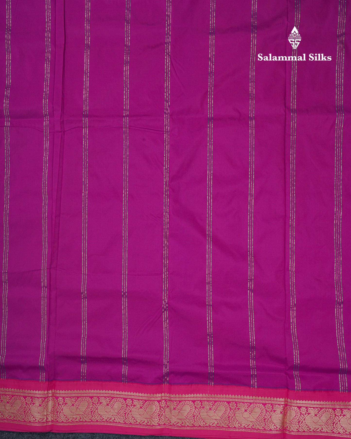 9 Yards Semi Silk Saree Royal Blue With Contrast Pink Border