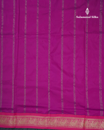 9 Yards Semi Silk Saree Royal Blue With Contrast Pink Border