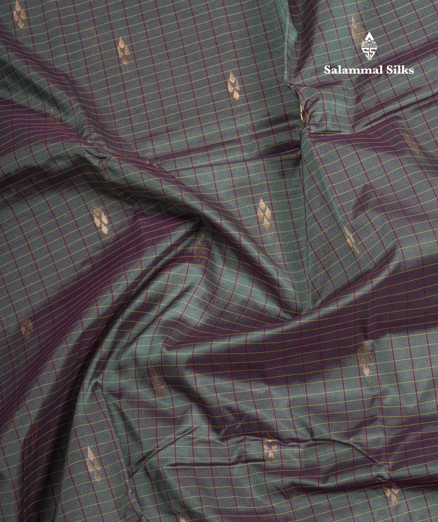 Mustard Yellow Checks With Butta Light Weight Semi Silk Saree With Small Border