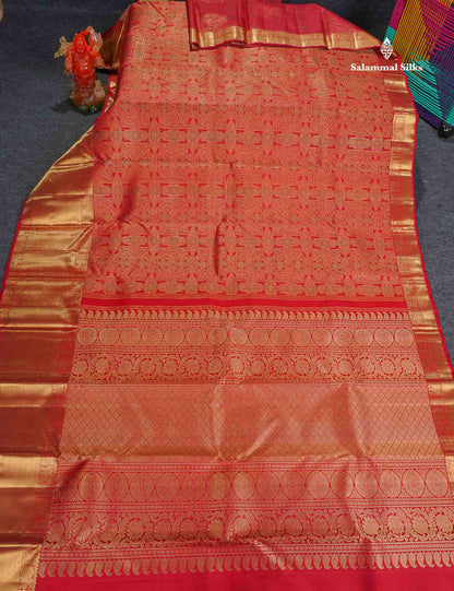 2G Zari Bridal Kanjivaram Pure Silk Saree - Maroon Colour Body With Traditional Evening Morning Border