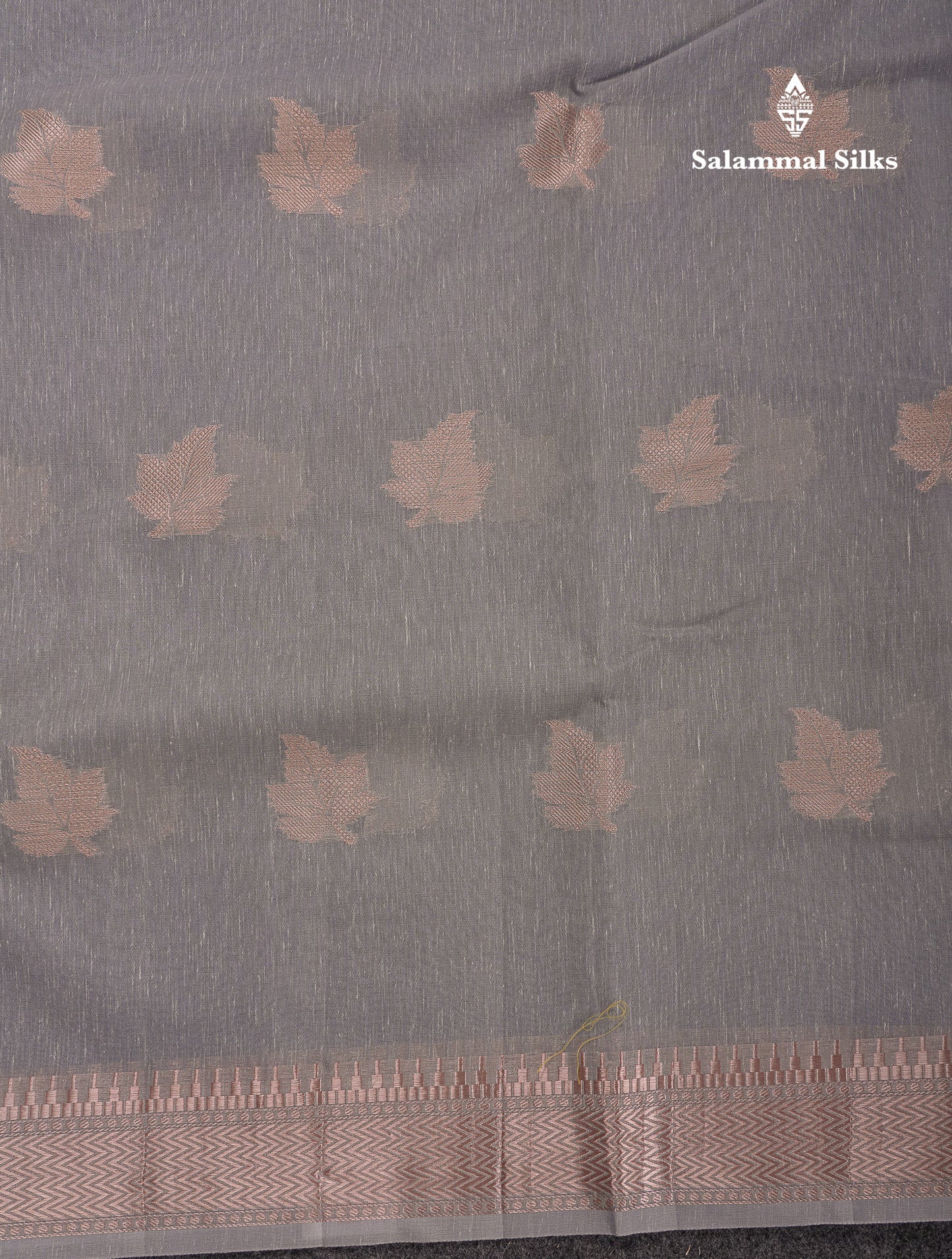 Beautiful Elaichi Green Silver And Copper Zari Buttas Linen Mix Cotton Fancy Saree With Tarditional Border