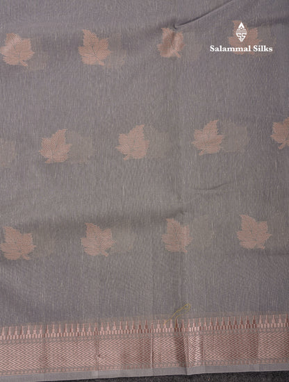 Beautiful Elaichi Green Silver And Copper Zari Buttas Linen Mix Cotton Fancy Saree With Tarditional Border