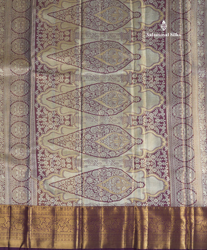 Light Green Tissue Bridal Semi Silk Saree With Contrast Magenta Border