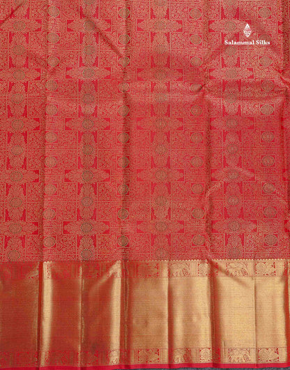 2G Zari Bridal Kanjivaram Pure Silk Saree - Maroon Colour Body With Traditional Evening Morning Border