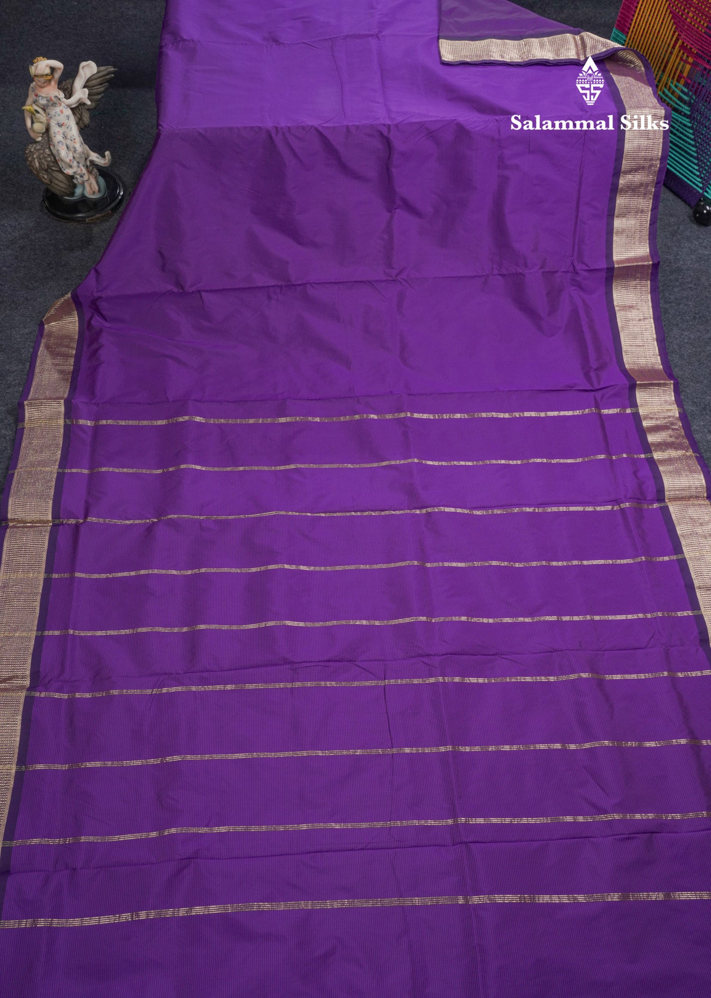9 Yards Semi Silk Saree Purple With Self Border
