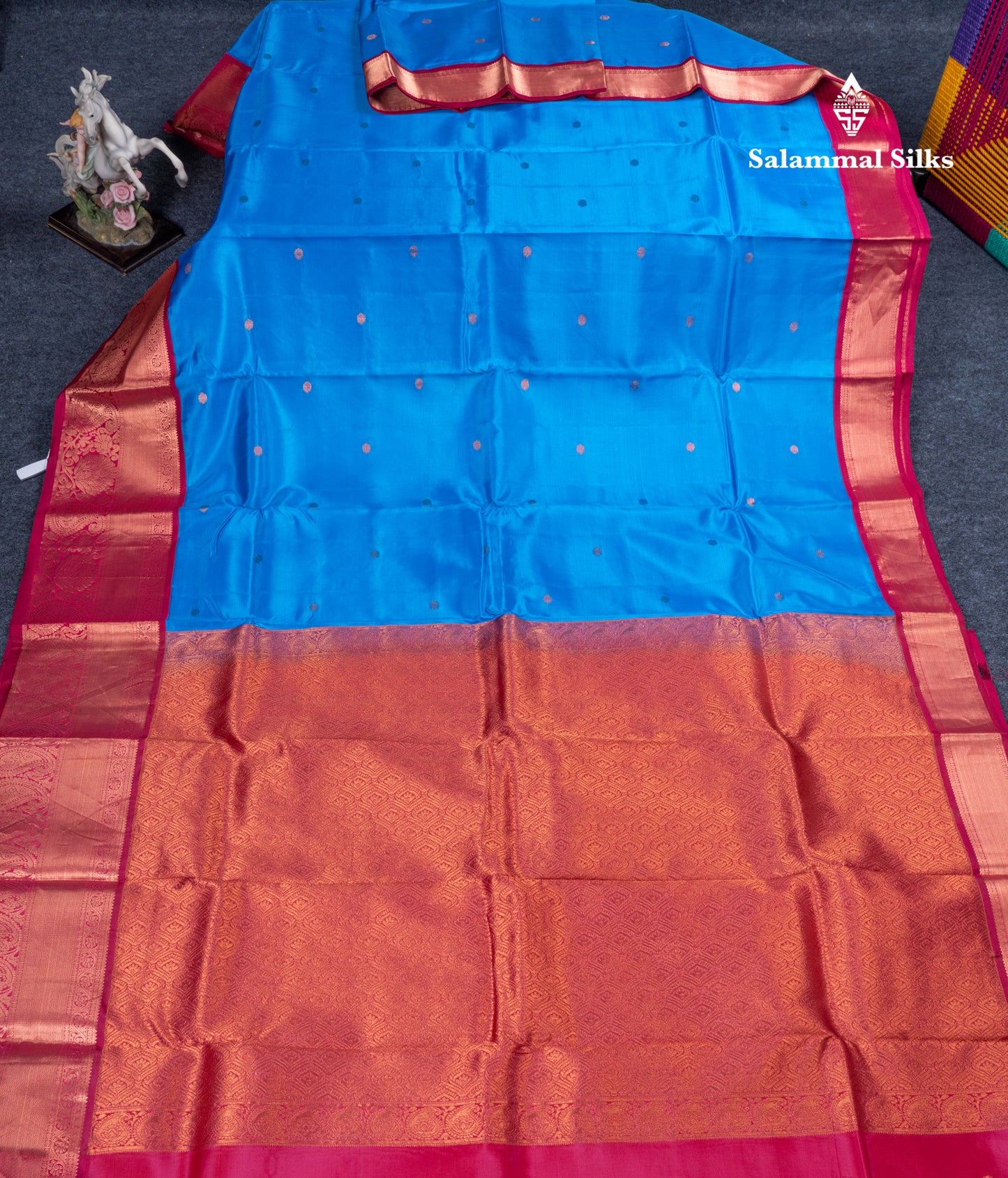 Anandha Blue Puremix Silk Saree With Contrast Maroon Traditional Eveving Morning Border