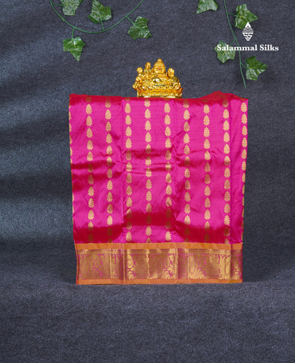 Pure Silk Pattu Pavadai (Pink) With Pinkish Orange Blouse 20"