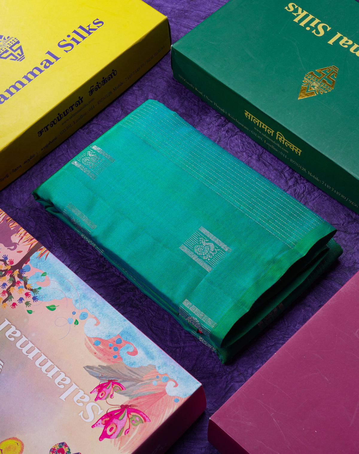 Beautiful Peacock Green Fancy Pure Kanjivaram Silk Saree With Contrast Pink Blouse