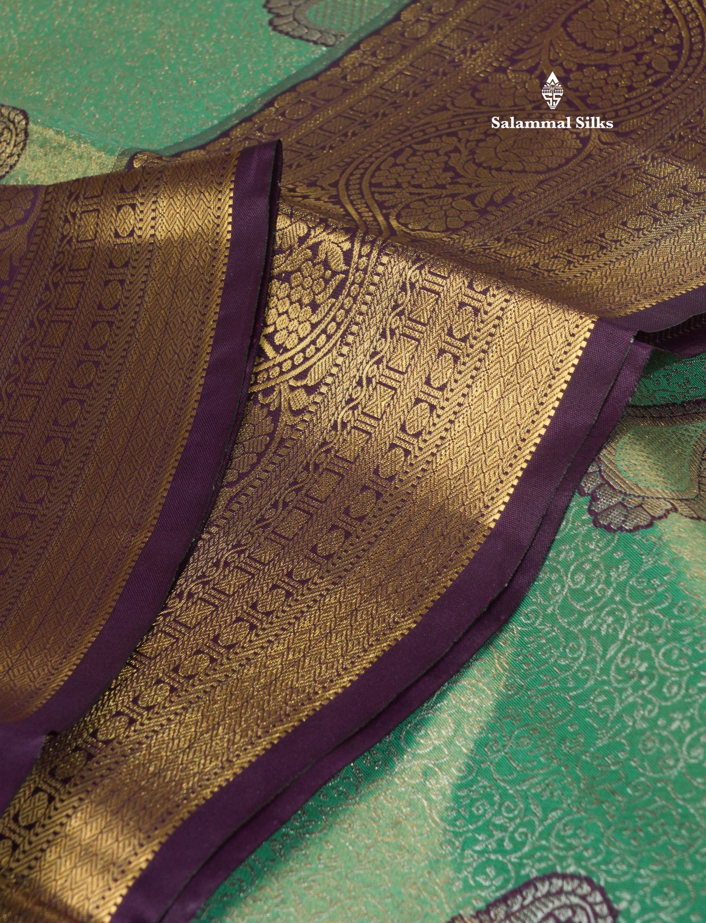 Light Green Tissue Bridal Semi Silk Saree With Contrast Magenta Border
