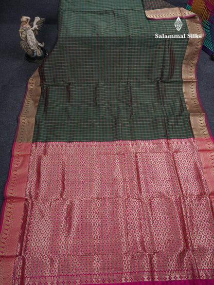 9 Yards Semi Silk Saree Blue & Violet with Purple Border
