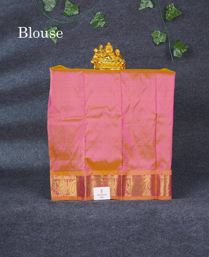 Pure Silk Pattu Pavadai (Pink) With Pinkish Orange Blouse 20"