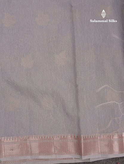 Beautiful Elaichi Green Silver And Copper Zari Buttas Linen Mix Cotton Fancy Saree With Tarditional Border