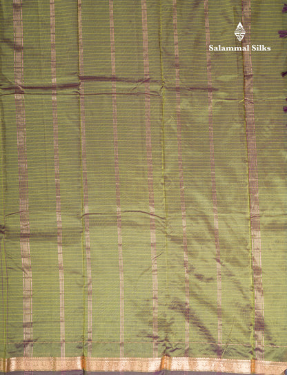Mustard Yellow Checks With Butta Light Weight Semi Silk Saree With Small Border