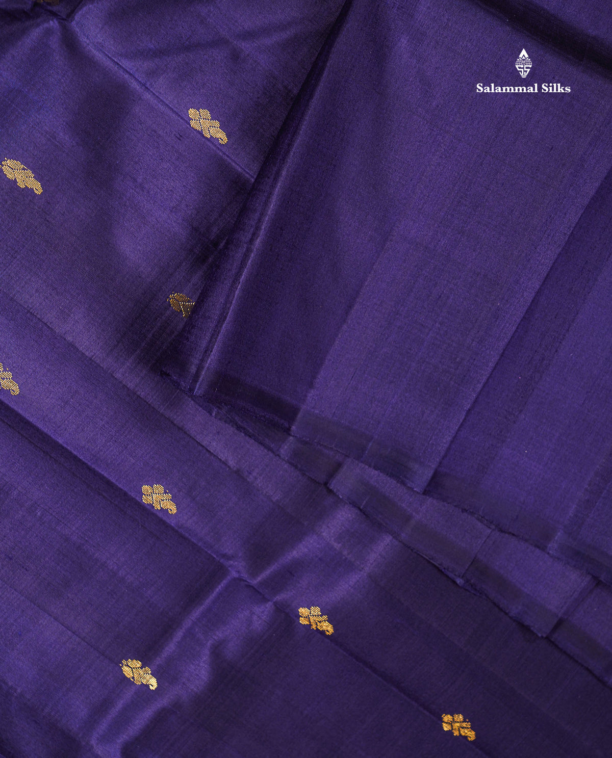 One Side Border Pure Silk Saree - Dual Tone Navy Blue Zari Butta With Contrast Sapphire Green Traditional Small Border