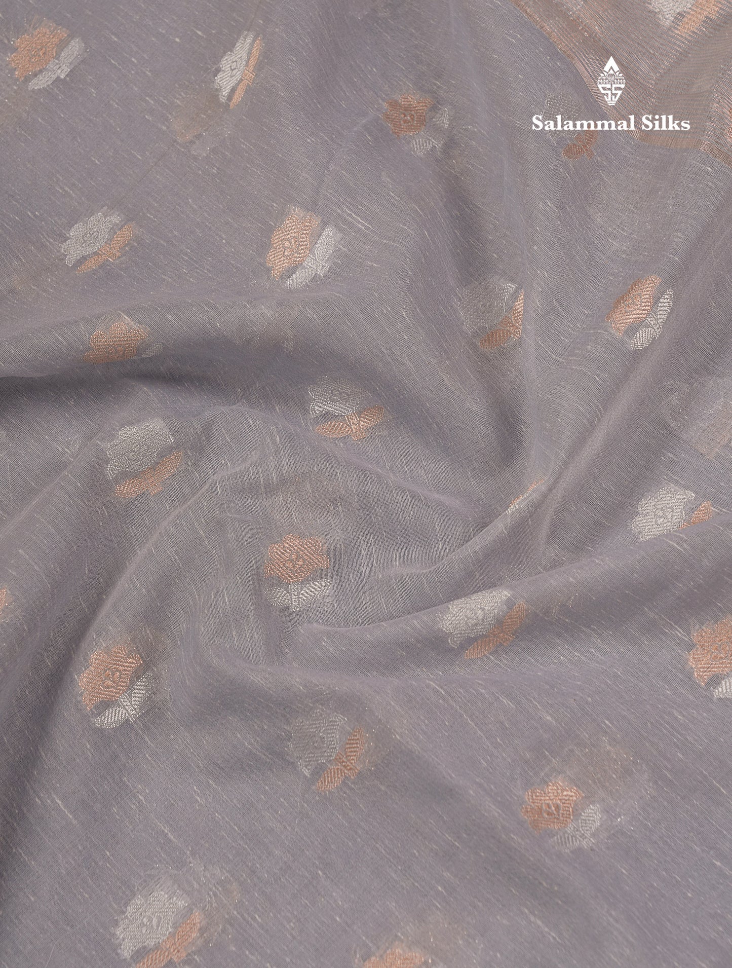 Beautiful Elaichi Green Silver And Copper Zari Buttas Linen Mix Cotton Fancy Saree With Tarditional Border