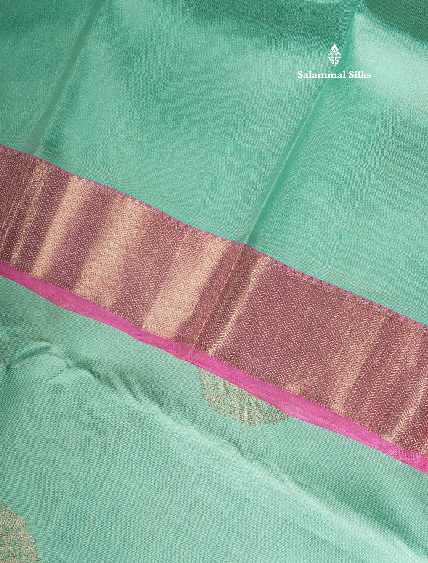 Pastel Blue Pure Kanjivaram Silk Saree with Contrast Baby Pink Long Border