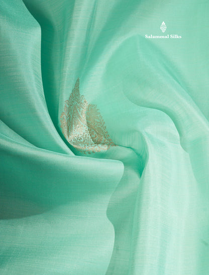 Pastel Blue Pure Kanjivaram Silk Saree with Contrast Baby Pink Long Border
