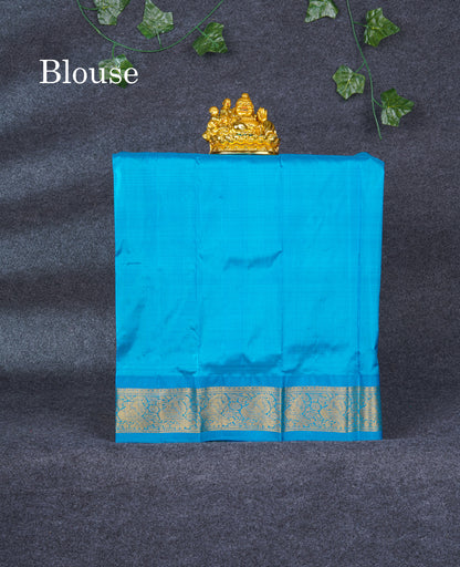Pure Silk Pattu Pavadai Plain (Lemon Yellow) With Blue Blouse 20"