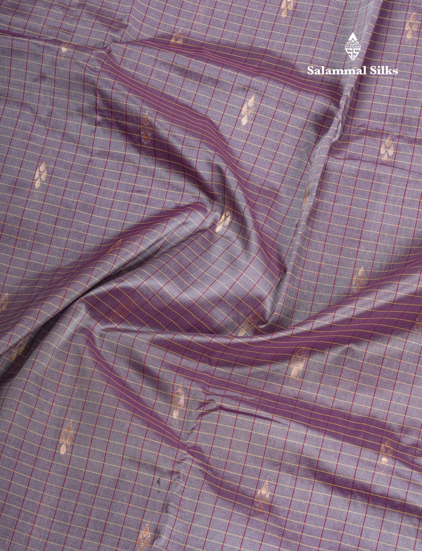 Mustard Yellow Checks With Butta Light Weight Semi Silk Saree With Small Border