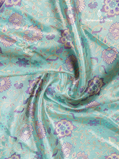 Rexona Green Bridal Tissue Semi Silk Saree With Contrast Violet Traditional Evening Morning Border