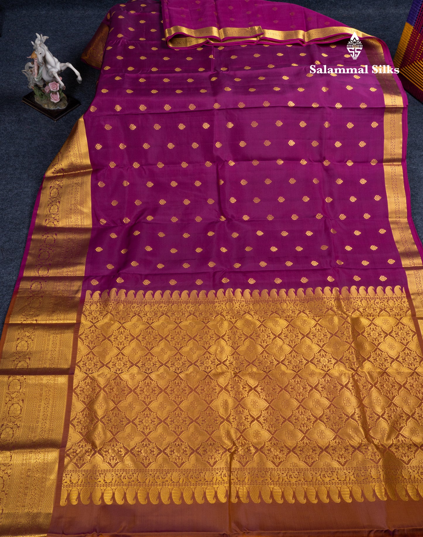 Magenta Puremix Silk Saree With Contrast Brown Blouse