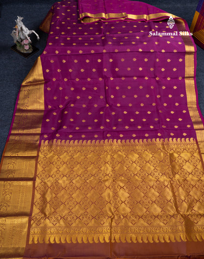 Magenta Puremix Silk Saree With Contrast Brown Blouse