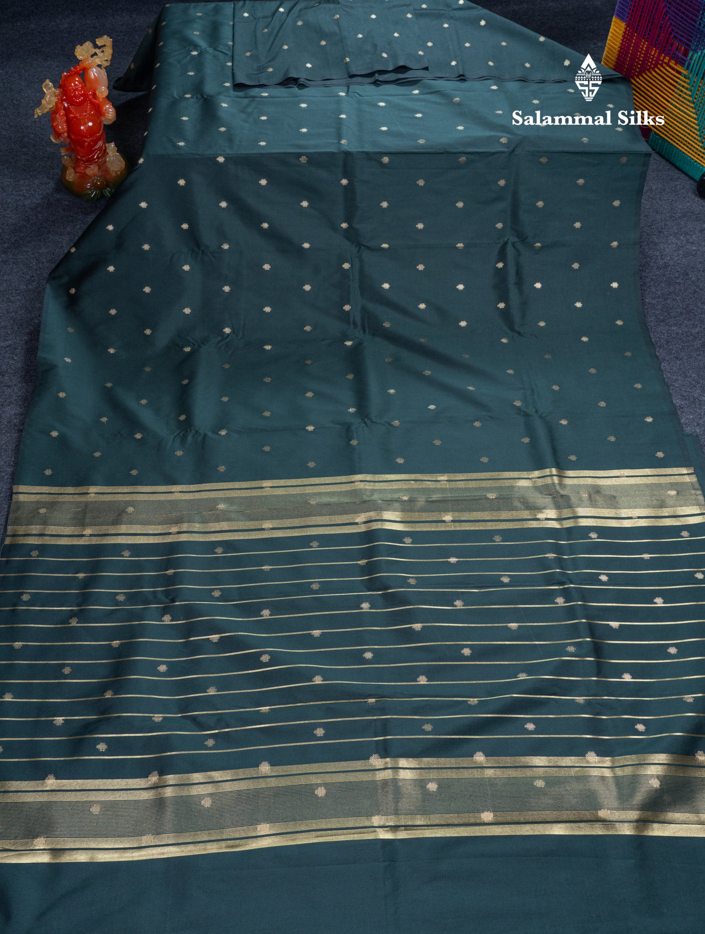Bottle Green Semi Soft Silk Saree With Self Blouse