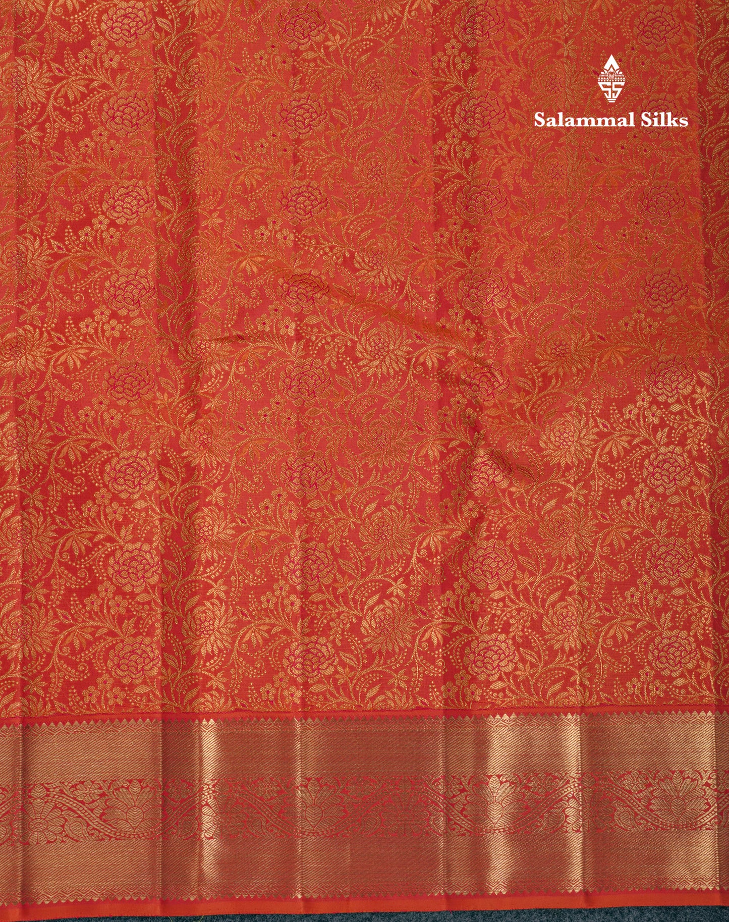 Pinkish Orange Beautiful Bridal 2G Zari Pure Kanjivaram Silk Saree With Self Border