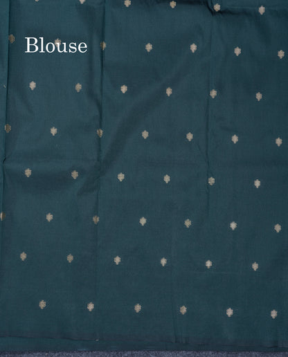 Bottle Green Semi Soft Silk Saree With Self Blouse