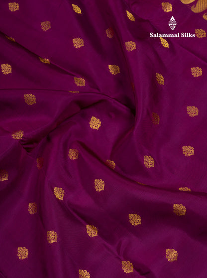 Magenta Puremix Silk Saree With Contrast Brown Blouse
