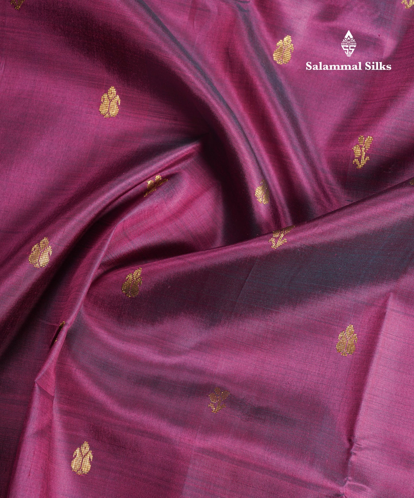 Dual Tone Magenta Pure Kanjivaram Silk Saree With Contrast Pinkish Orange One Side Border