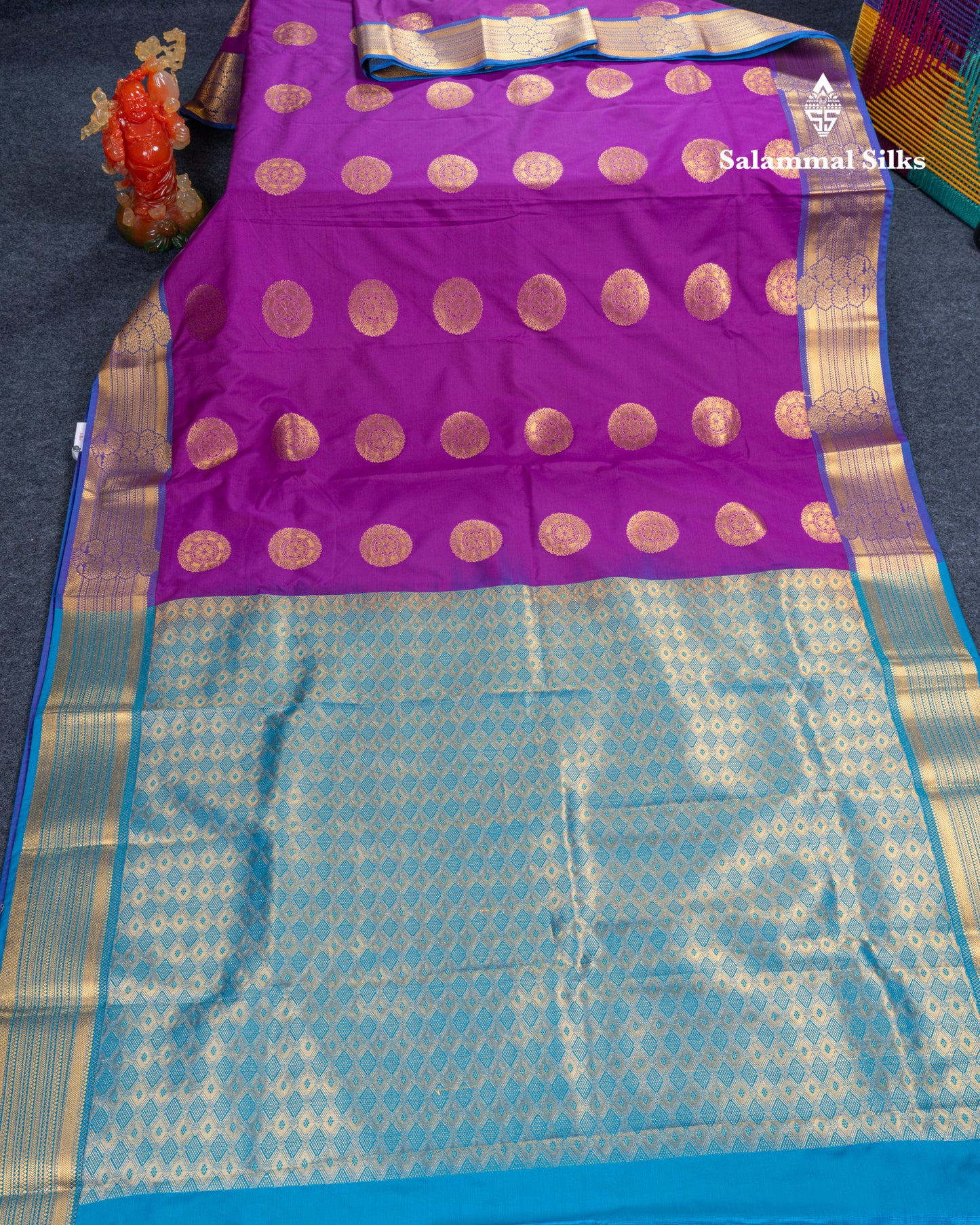 Vadamalli Semi Silk Saree With Contrast Blue Blouse