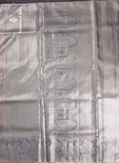 Light Chocolate Bridal Semi Silk Saree With Contrast Light Green Evening Morning Border