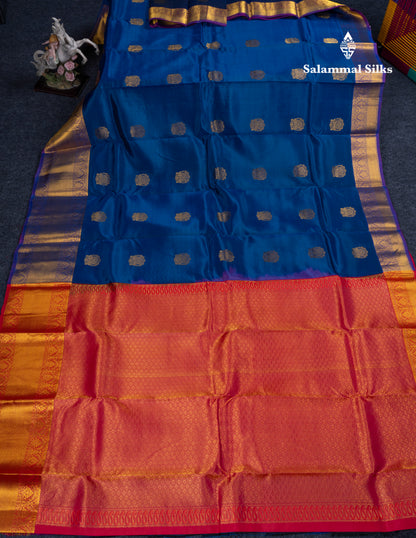 Peacock Blue Puremix Silk Saree With Traditional Evening Morning Border