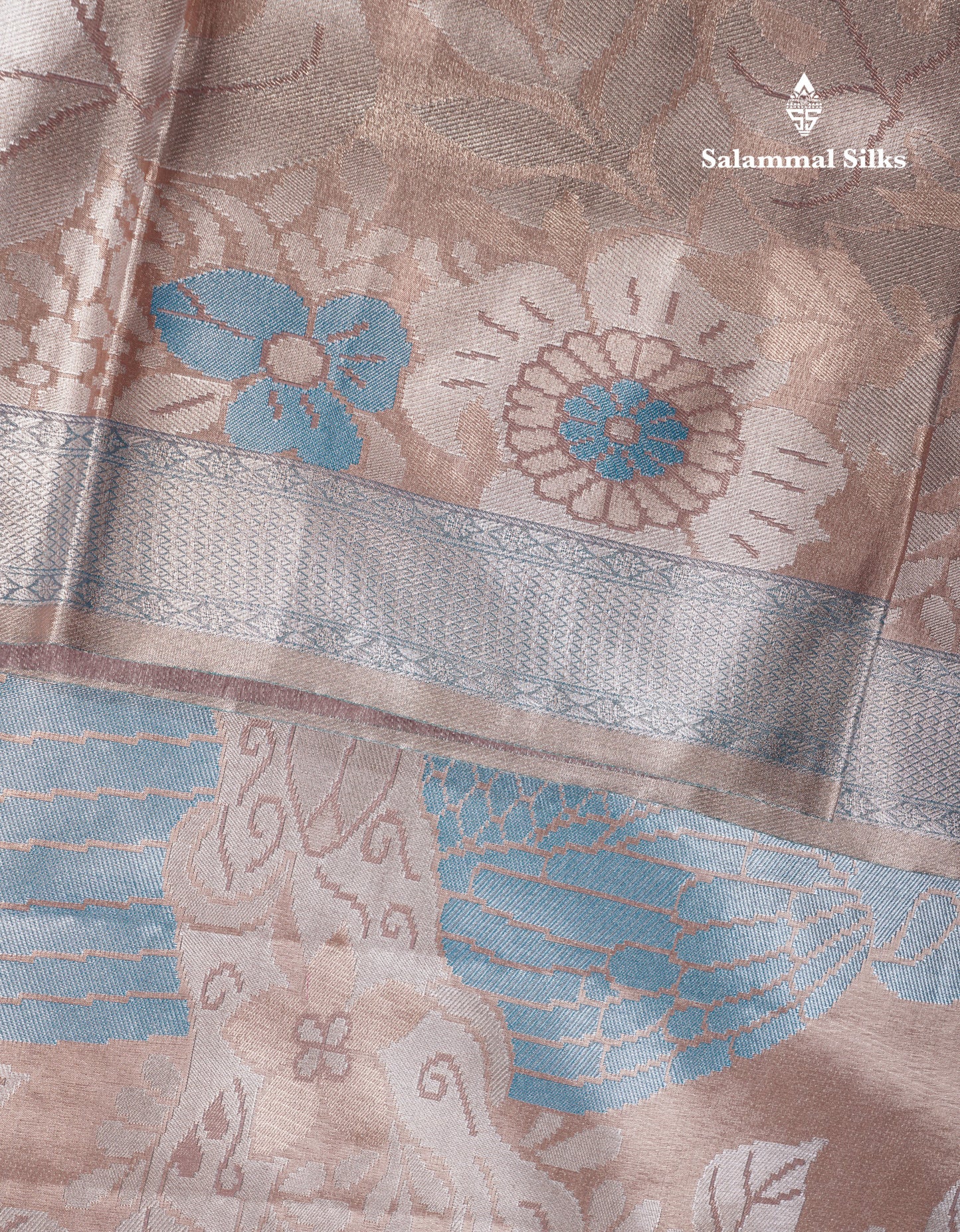 Light Chocolate Bridal Semi Silk Saree With Contrast Light Green Evening Morning Border