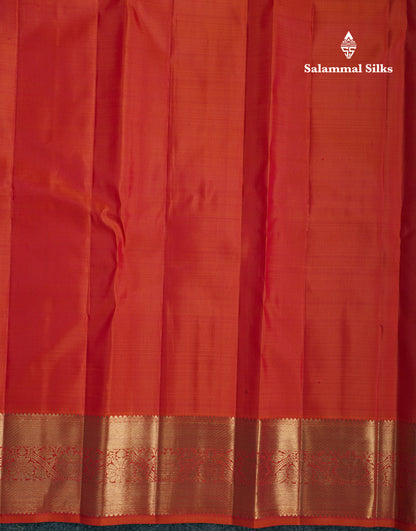 Pinkish Orange Beautiful Bridal 2G Zari Pure Kanjivaram Silk Saree With Self Border