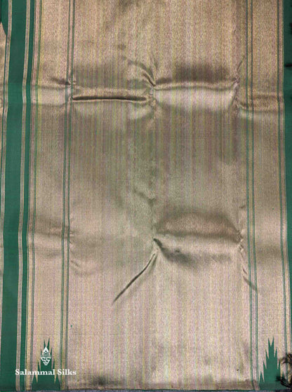 Beautiful Bottle Green 8Kol Pure Kanjivaram Silk Saree With Traditional Raising Temple Border