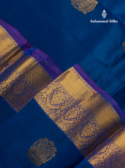 Peacock Blue Puremix Silk Saree With Traditional Evening Morning Border