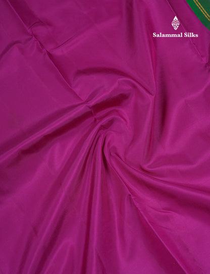 Beautiful Dark Purple 9 Yards Pure Silk Saree With (3.7inch) Contrast Green Border