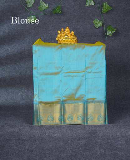Pure Silk Pattu Pavadai (Dual Tone Peacock Blue) 20"