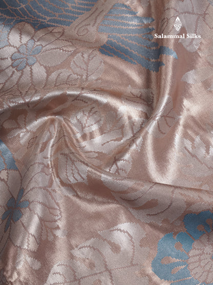 Light Chocolate Bridal Semi Silk Saree With Contrast Light Green Evening Morning Border