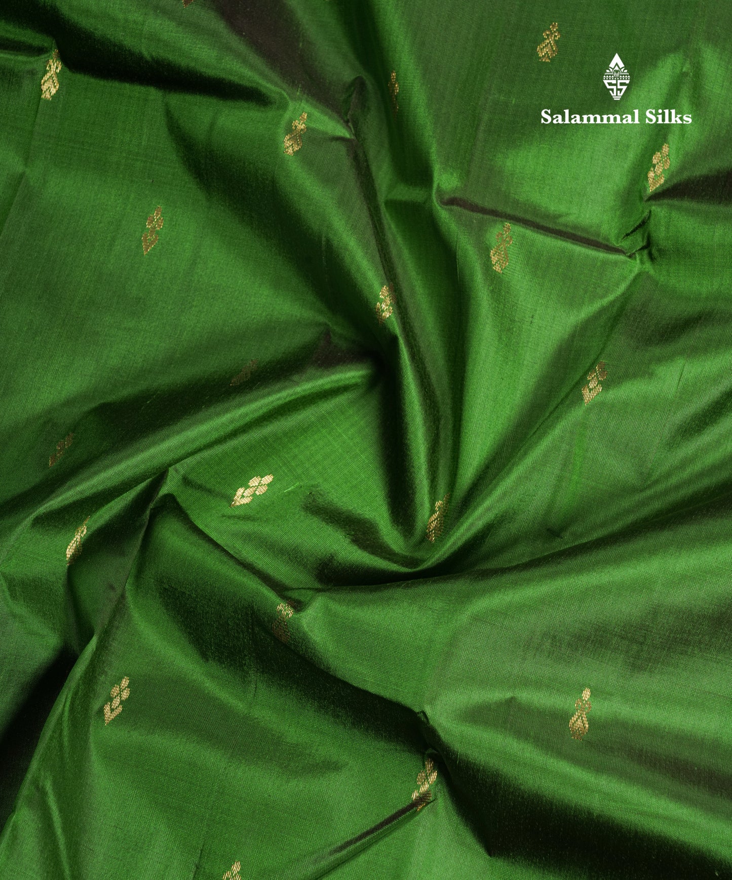 Bottle Green Pure Kanjivaram Silk Saree With Contrast Manthulir Yellow One Side Border