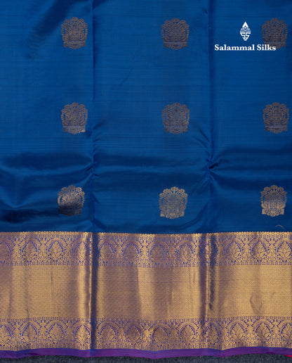 Peacock Blue Puremix Silk Saree With Traditional Evening Morning Border