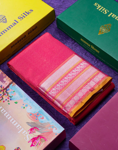 Beautiful Dual Tone Pink Pure Kanjivaram Silk Saree With Tarditional Border
