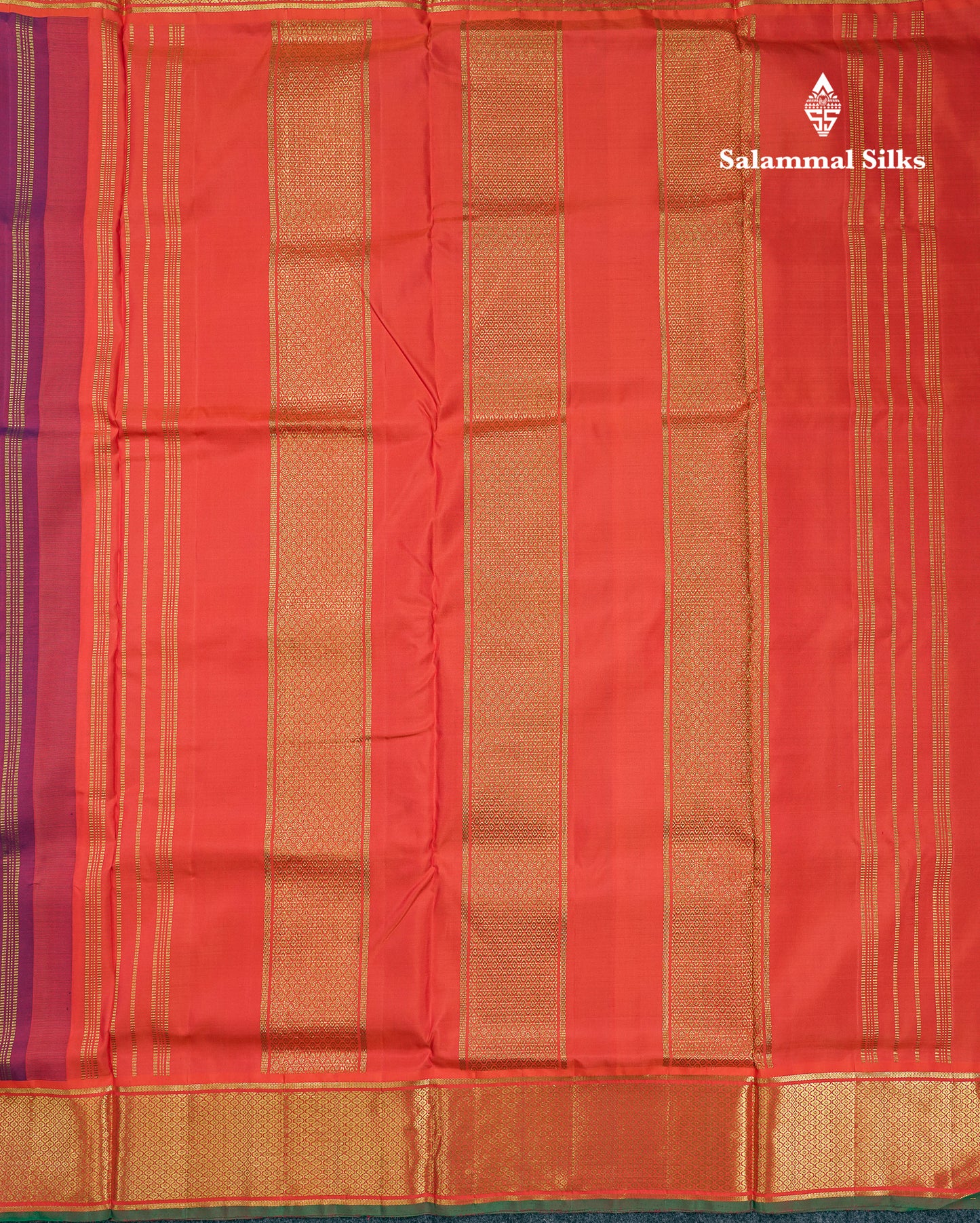 Beautiful Dual Tone Magenta 10 Yards Pure Silk Saree With (5inch) Contrast Orange Traditional Border