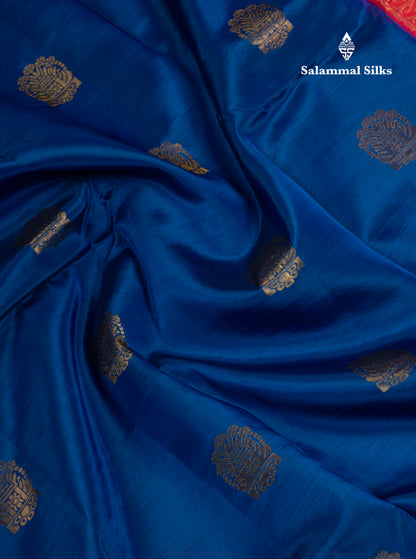 Peacock Blue Puremix Silk Saree With Traditional Evening Morning Border