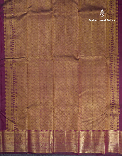 Dark Magenta Bridal Kanjivaram Pure Silk Saree With Gold Zari Traditional Border